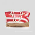 Casual large capacity red striped handbag